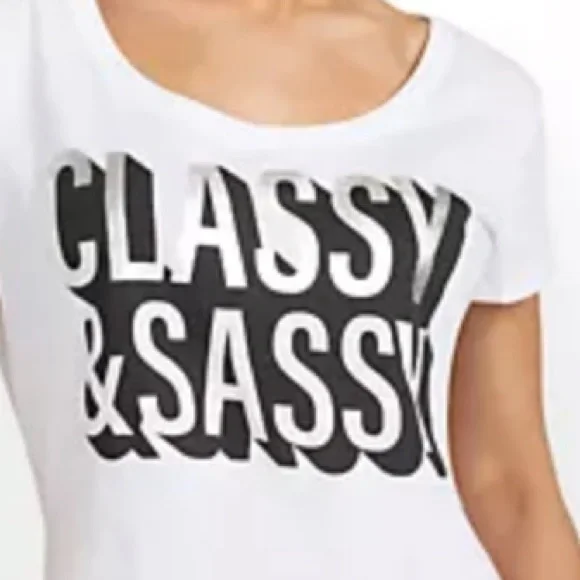 New York & Co. Metallic Silver Print Tee - Picture 3 of 3